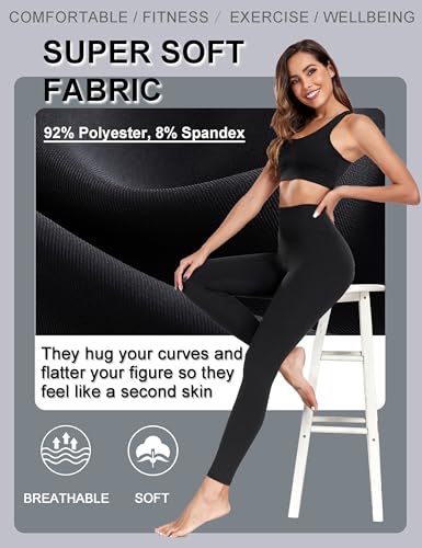 FULLSOFT Buttery Soft Black Leggings for Women - High Waisted Tummy Control No See Through Workout Clothes for Women Yoga Cycling Spandex Tights Butt Lifting Pants Fitness Clothing(Black,S-M)