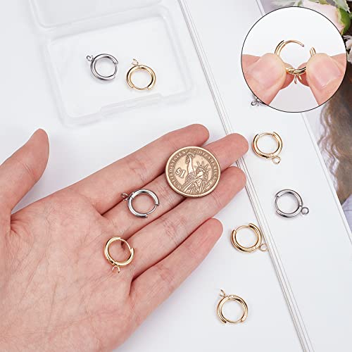 SUNNYCLUE 1 Box 12Pcs Huggie Hoop Leverbacks 18mm Leverback Earring Findings Real 24K Gold Plated Stainless Steel Lever Back Earring Hooks Round Hinged Hoops Earrings Hook for Jewellery Making Craft - Image 3