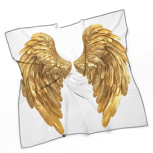 White Angel Wings Women Hair Scarf Square Silk Like Head Scarves Handkerchief Satin Neck Scarf3