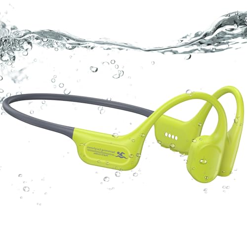 Image of Full-Coverage Liquid Silicone Swimming Headphones, IP68 Waterproof Underwater Headphones, Bluetooth 6.0&MP3 with 32GB Memory Card, Soft /Skin-Comfortable Open Ear Bone Conduction Swim Earbuds(Green