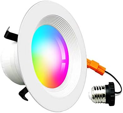 zemismart WiFi RGBCW Recessed Downlight,LED Music Sync Dimmable Retrofit Light,2700K-6500K,Party Light,Compatible with Alexa Google Assistant Siri (4 inch 10W)