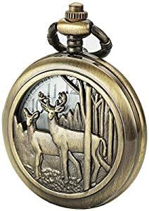SIBOSUN Pocket Watch with Chain Oversized 50MM 1.96 Inch Deer Reindeer Woodland Men Vintage Box Quartz Pocket Watches Analog