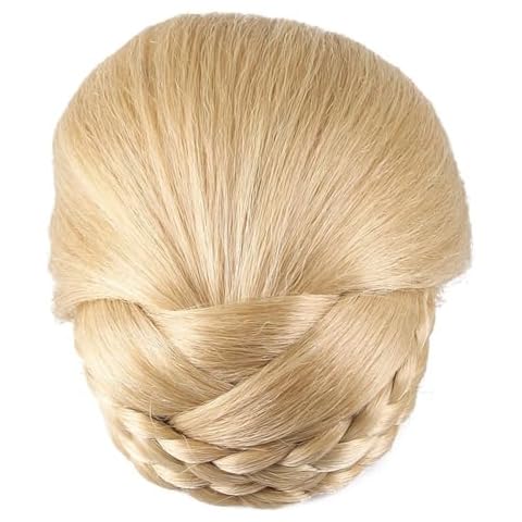 BEETER-LEE Synthetic Hair Braided Clip in Bun Hair Extensions Hair Pieces Women-Blonde Cover