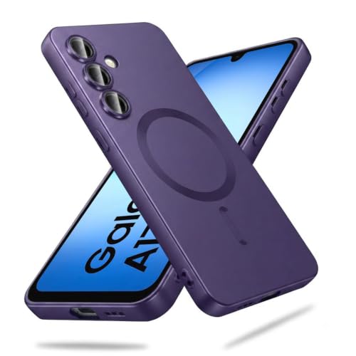 Image of DIZORO Samsung A17 Case, Compatible with Mag Safe Back Cover, Matte Luxury Metallic Luster Flexible TPU Wireless Charging Shockproof Case with Camera Protector (Metallic Silver)