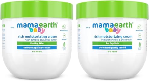 Image of Mamaearth Baby Rich Moisturizing Cream With Almond Oil & Shea Butter For Dry Skin | For Face & Body | 24-Hour Moisturization | Nourishes & Softens Skin | 200 g (Pack of 2)
