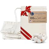 Cotton Muslin Bags 100 Count (2.75 x 3.75 inches) Natural Drawstring, made with 100% cotton in the USA by Celestial Gifts