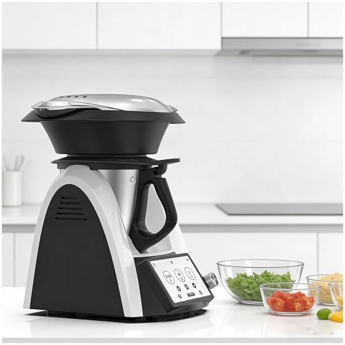 Robot de Cocina, Máquina de Cocinar Multifuncional Todo en Uno 3L, con Báscula Integrada y Pantalla Táctil 7 Pulgadas, Autolimpieza, Calentamiento 1000W y Mezclado