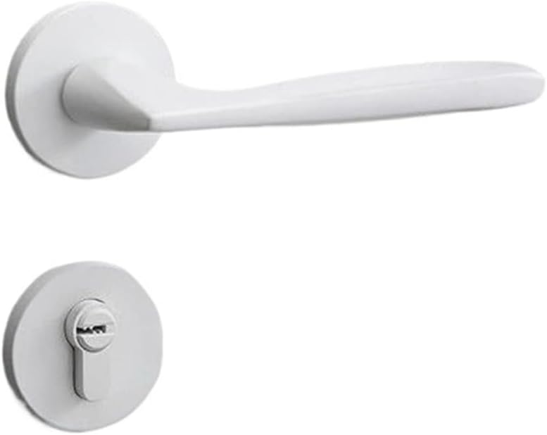 Bedroom Safety Door Lock Silent Handle Latch White(E)