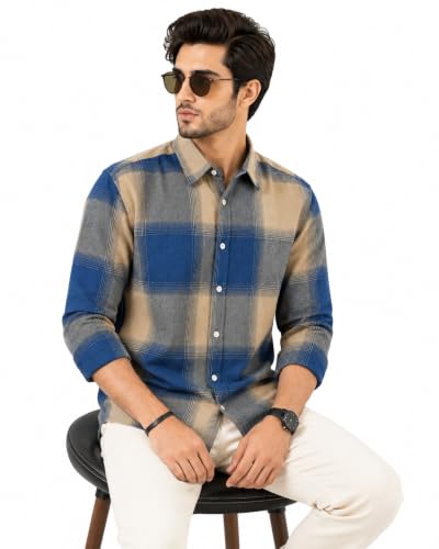 Image of Men's Flannel Plaid Check Full Sleeve Button-Down Shirt