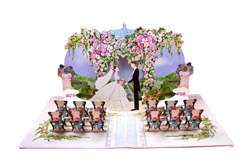 3D Wedding Card Rose Garden with Flower Pergola 15x20cm