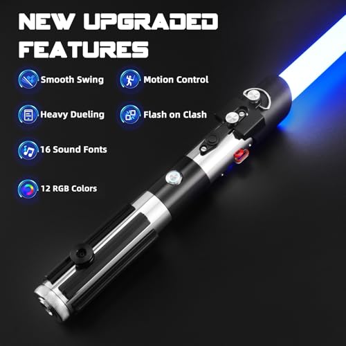 RGB Lightsaber with Sound Effects and Motion Control - Premium Metal Handle and Replaceable Blade for Adults and Kids