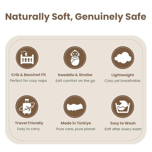 Image of Organic Cotton Baby Blanket 30x40 in, Earth Ivory - GOTS Certified, Soft Knit Swaddle with Gift Box, Breathable Nursery Blanket for Crib & Stroller, Machine Washable