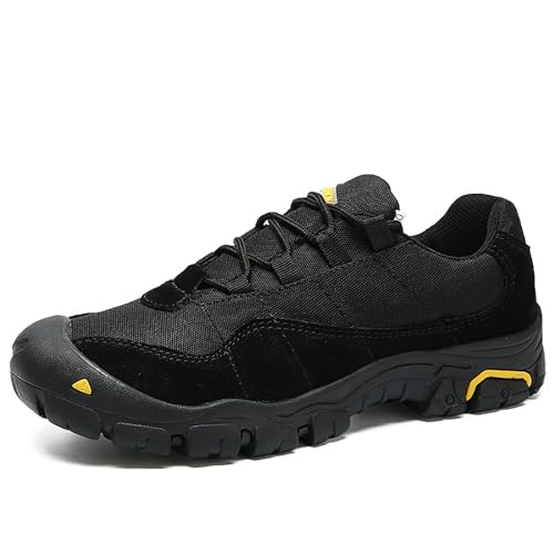 Men's Suede Lace Up Hiking Shoes Comfortable Protective Cap Toe Lug Sole Non-Slip Trekking Outdoor Sneakers Summer Lightweight Casual Walking Shoes