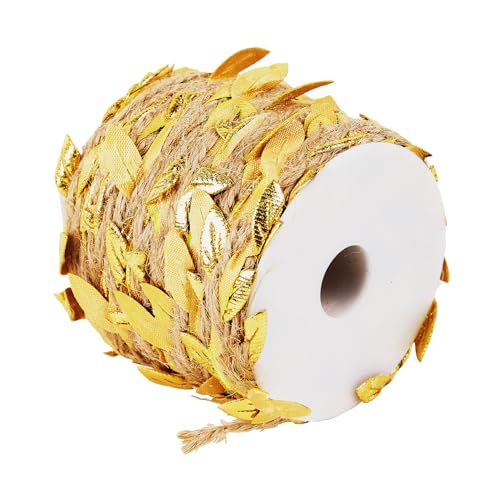 Spago di iuta con foglie, 10 m di corda di canapa, nastro di iuta con foglie artificiali, ghirlanda di vite per tessitura, canapa, fai da te, decorazione da giardino, festa di nozze