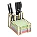 BTSKY Golden Glass 3x3 Inch Sticky Note Holder with Pen Slot, Elegant Post It Note Dispenser with Non-Slip Pads Clear Notepad Holder for Desk Organization Planning, Home Office Decor
