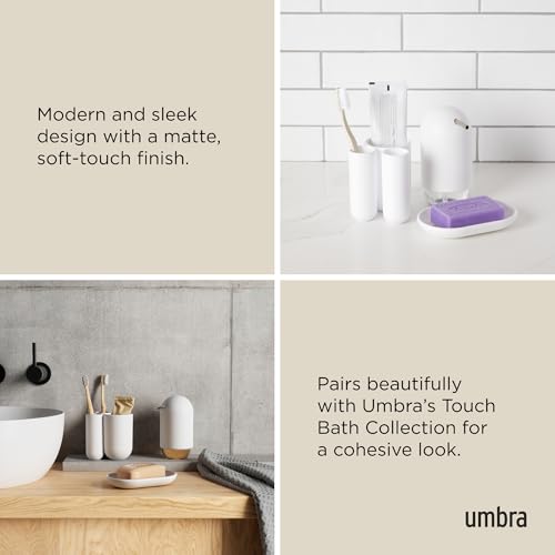 Image of Umbra 023272-660 Touch Dish for Bathroom-Contemporary, Practical Molded Oval Soap Bar Holder for Bath Sink-Nicely Fits Into Amenity Tray-Easy to Clean, Highly Durable, 13 x 9 x 2 cm, White
