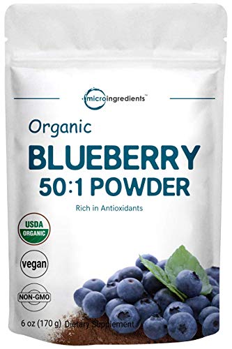 Sustainably Canada Grown, Organic Blueberry Extract 50:1 Concentrate Powder, 6 Ounce, Organic Vitamin C for Immune System Booster & Natural Flavor for Beverage and Smoothie, No GMOs and Vegan Friendly