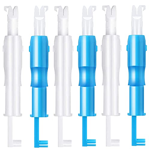 YEQIN 6 Pieces Sewing Machine Needle Threader Automatic Threader Quick Sewing Threader Needle Threading Tool for Sewing Machine Auto Threader Needle Changer, Holds Needles Firmly, Blue and White