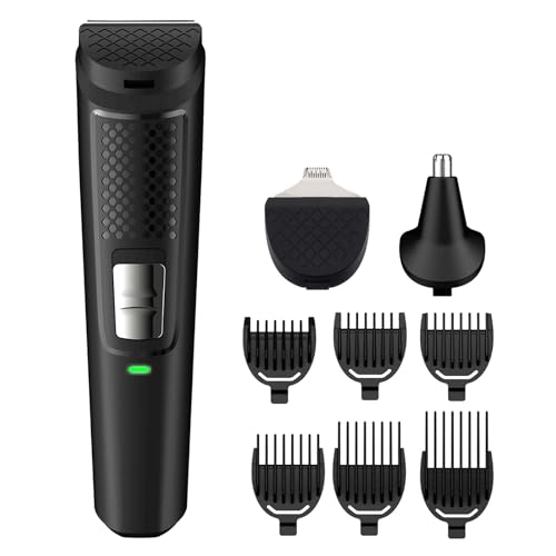 WAIKIL All-in-One Men's Grooming Kit RF-9910, Cordless Hair Clipper & Beard Trimmer Set with Nose Hair Trimmer, Adjustable Combs & Precision Blades, USB Rechargeable for Home & Travel Use