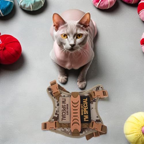 Arnés para gatos antiescape chaleco de poliéster caqui ajustable 8