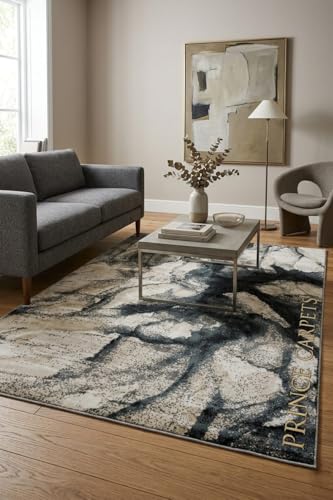 Image of Modern 3x5 Feet (90x150 CM) Silk Touch Carpet for Living Room Bedroom | Washable Anti-Skid | Multicolor Wave Pattern | Stain-Resistant Floor Rug for Bedroom Drawing Room