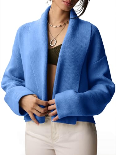 Image of Saodimallsu Womens Cropped Cardigan Open Front Shawl 2026 Fall Trendy Long Sleeve Sweater Jacket