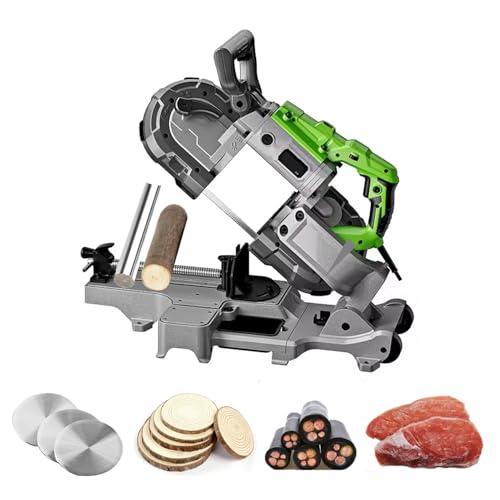 dosiwlatever Sega a Nastro da banco da 1100 W con Lama di Ricambio, Sega a Nastro per Metallo, Base in Alluminio Ispessito Rimovibile, Gamma di Taglio 110 mm × 110 mm, Sega elettrica