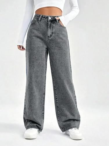 Image of Glossia Denim Baggy Jeans for Women | Stretchable High Waist Straight Fit Jeans for Women | High Rise Stretch Denim | Loose Fit Plus Size Denim (Sizes - 24 to 44) WJ81-1205-$
