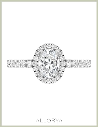 925 Sterling Silver Solitaire Engagement Ring for Women with 1.14 ctw, Oval (0.80 ct Center) & Round (0.34 ct) Lab-Grown White Diamond or Cubic Zirconia2