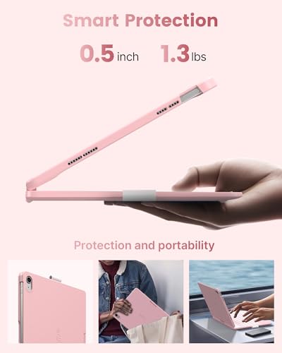 Image of typecase Flexbook Trackpad-Free Keyboard Case for iPad A16 11th /10th Gen | 360 Rotating, 11-Color Backlit Keys, Pencil Holder; Fits iPad A16 11″ (2025) & 10th Gen 10.9″ (2022), Light Pink