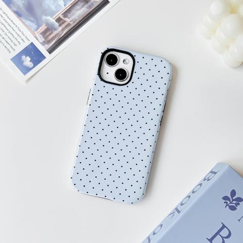 Lovmooful Compatible for iPhone 13/14 Case Cute Aesthetics Polka Dot with Bright Design for Girls Women Soft TPU+PC Shockproof More Protective Girly for iPhone 13/14 Case-Blue by Lovmooful - Image 2