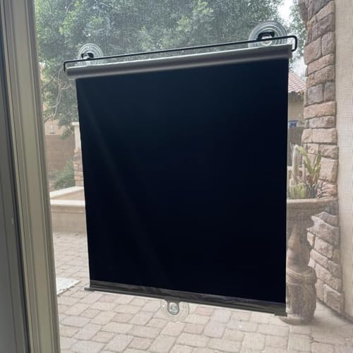 Persiana Enrollable Retráctil para Ventanas, 4 Estilos 80%-99% Bloqueo de Luz, Aislamiento Térmico Protector Solar con Ventosas Ganchos Adhesivos para Hogar Oficina Coche(Black Silver,W48 x H200cm)