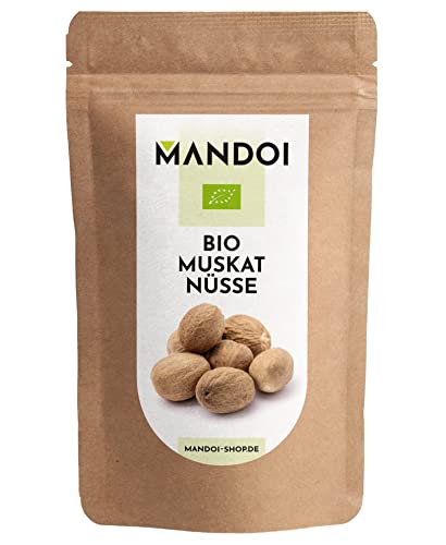 Mandoi BIO Muskatnuss 25g, Muskat Nuss aus Siau/Ambon Indonesien. Muskatnüsse ganz, organic Nutmeg (25) Cover