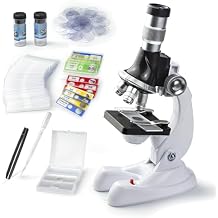 115 Pcs Microscope Science Kit for Kids with 100X-1200X Magnification,Equiped with Prepared and DIY Blank Slides Microscope for Beginner Boys Girls