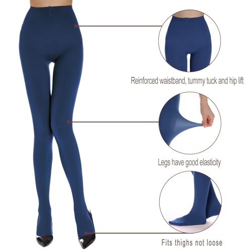 2 Pairs Opaque Tights For women 80D,Women's Soft Control Top Tights，Women's Solid Color Tights2