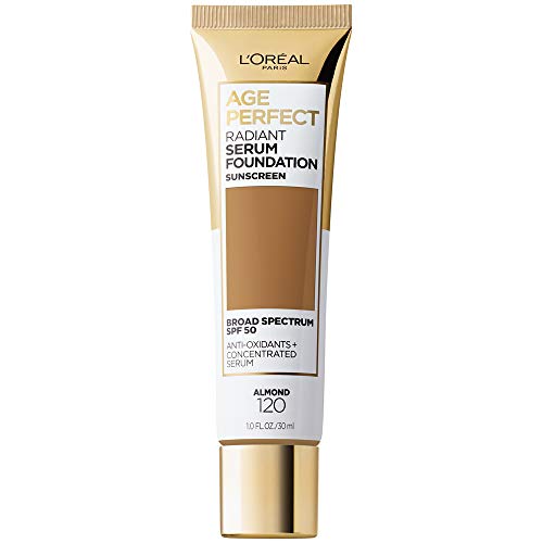L'Oreal Paris Age Perfect Radiant Serum Foundation with SPF 50, Almond, 1 Ounce