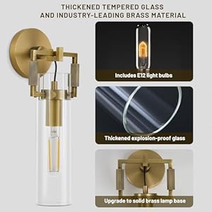 Modern gold glass wall sconces15 knurled brass sconce bathroom wall sconce gold bathroom vanity lights for living room bedrooms fireplace staircasesbathroom include bulb  urban country home decor