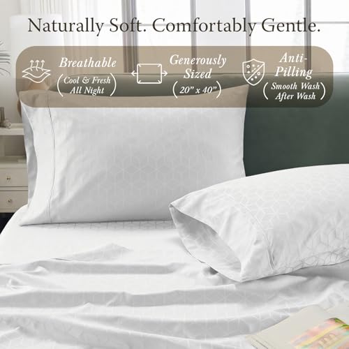 Threadmill King Size Cases Set of 2 | Certified 100% Egyptian Cotton Jacquard Sateen Weave | Soft, Breathable & Cooling Pillow Covers | Hotel Quality Protectors | White by Threadmill - Image 3