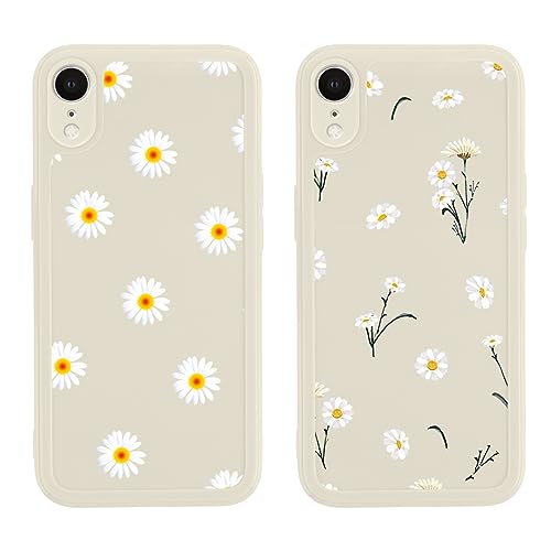 Yoedge 2 Piezas Funda para iPhone XR 6,1', Carcasa para Teléfono Móvil con Flores Lindo Dibujos Aesthetic Cover, Soft Caja de Silicona Margarita Regalos Mujer para iPhone XR Case Antigolpes