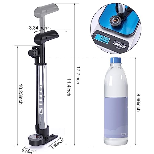 Mini bomba de bicicleta com medidor – Bomba portátil de pneu de bicicleta – Bomba de ar de bicicleta