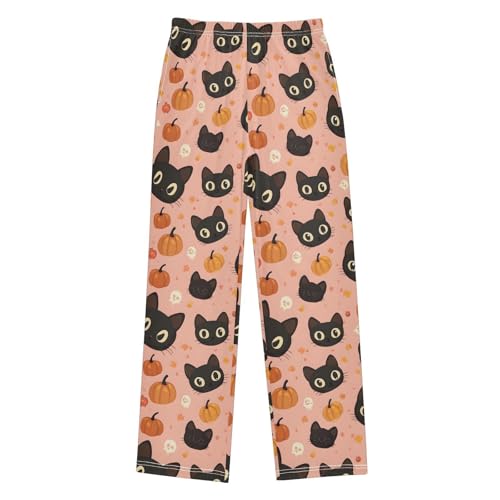 Pajama Pants Cats Face Pumpkins PJ Bottoms Sleepwear Lounge Sleep Pant with Pockets