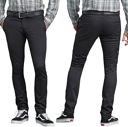 Dickies mens Skinny Straight-fit work utility pants, Black, 34W x 30L US