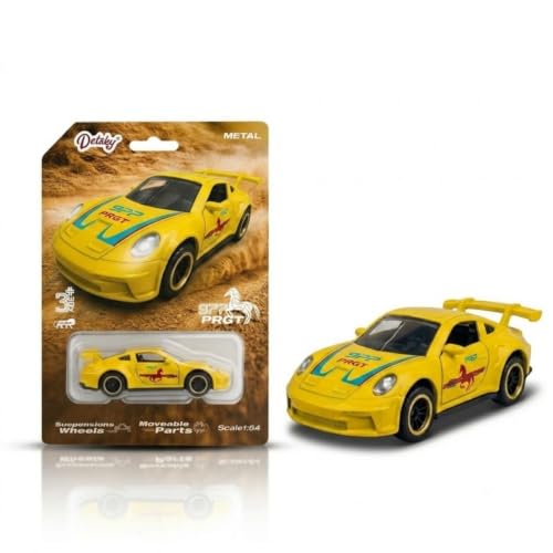 Image of 1:64 Scale Yellow Die Cast Metal Sports Car Model Toy Premium Collectible Miniature Replica with Realistic Detailing, Smooth Free Rolling Wheels for Display, Collection and Gift