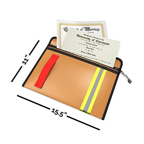 Alorva Fireproof & Water-Resistant Document Bag – 15.5 X 11 X 3-Inch Pouch For Legal Documents & Valuables - Double-Layered Zippered Protection – Firefighter Designed (Beige) #TOP4