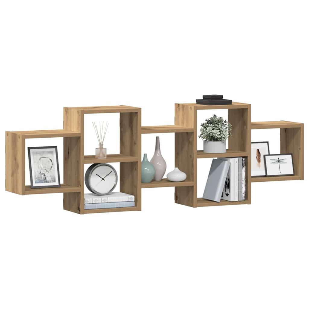 Estantería de pared, 129 x 18 x 42 cm, de roble artesanal, con capacidad de carga resistente de 30 kg, diseño flotante, moderno, para salón, dormitorio, baño, cocina y oficina