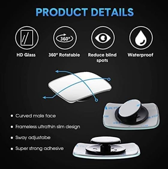 Image of Oizeir 2PCS Car Blind Spot Mirror, Adjustable Wide Angle Side Mirror with Rain Visor Guard, Carbon Fiber Rear View Blind Spot Mirror Reflective Protection Shield, Car Accessories