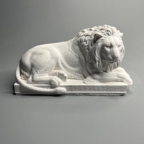 Generic Lion Statue Roman Statue Lying Lion Figurines White Plaster Animal Statues Greek Sculpture Lion Figure for Shelf Decor Bookshelf Accents Modern Home Decoration, mz2459