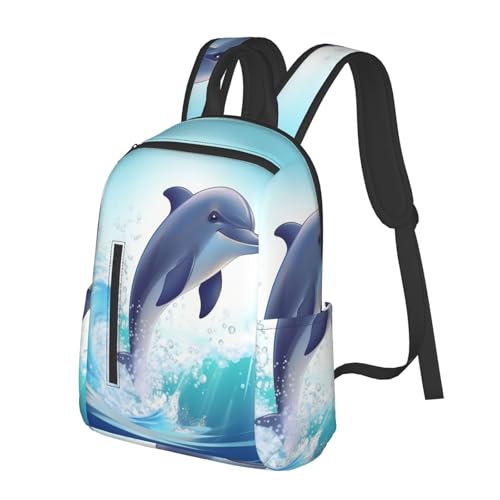 Casual Backpack for Women Men Cute Dolphin Lightweight Daypack Large Capacity Nurse Bag2