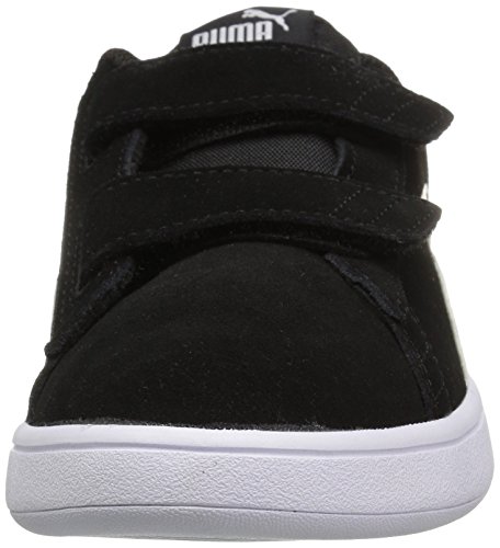 Image of PUMA Girls' Smash V2 Hook and Loop Sneaker, Elderberry-Indigo-Silver-White, 2 M US Little Kid