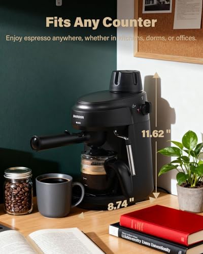 SHARDOR 3.5 Bar Espresso Machine, Compact Expresso Coffee Machines for Home, 4-Cup Espresso Maker with Milk Frother for Cappuccino & Latte, Fast Heating System, Easy-to-Use, 800W, Black - 5